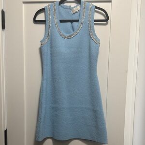 Endless Rose Light Blue Textured Mini Dress